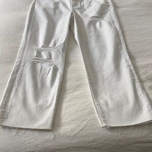 Express White Distressed Flare Jeans